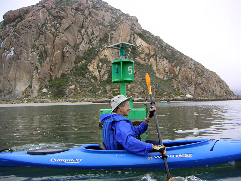Norma Wightman in her Blue Pungo in Morro Bay